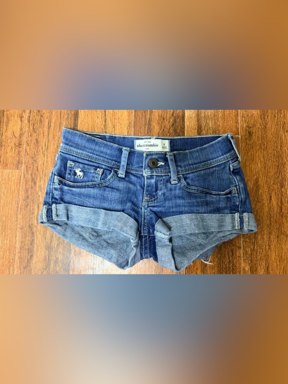 abercrombie kids Blue Rolled-Hem Denim Shorts